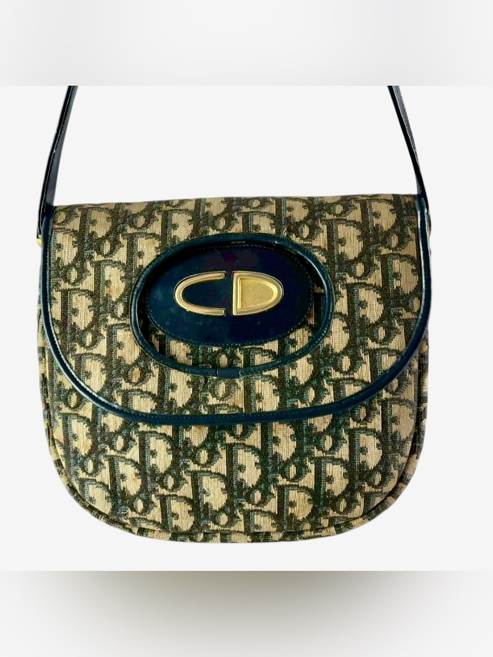 Christian Dior Trotter Monogram Canvas Flap Shoulder Crossbody Vintage Purse Bag - Picture 6 of 12